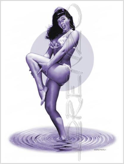 Lorenzo artworks, pin-up art, tribute to Bettie Page