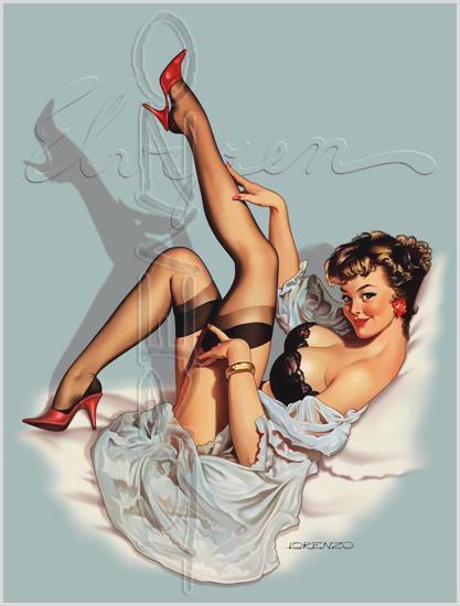 Lorenzo artworks, pin-up art, tribute to Gil Elvgren