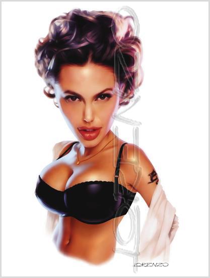 Lorenzo artworks, caricatures, Angelina Jolie