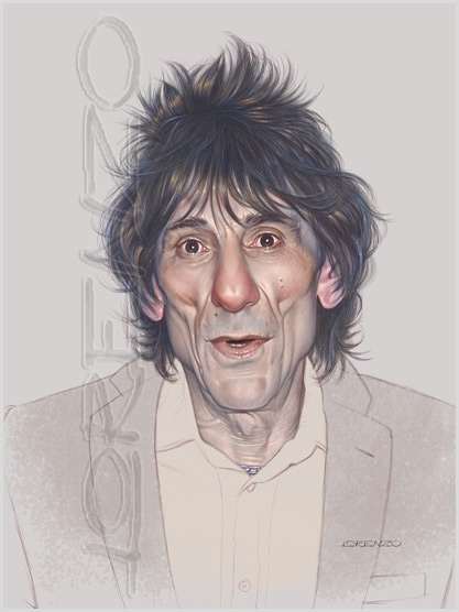 Lorenzo artworks, caricatures, Ronnie Wood