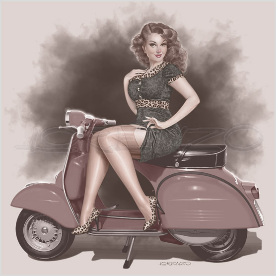 Lorenzo artworks, pin-up art, Model Veronika Kotlajic